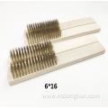 OEM 4 by 16 Rows of strong Steel bristles small wire brush wood handle scratching brush